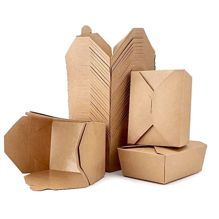 Embalagem Plana Kraft Take Away Comida Delivery 750ml 1250ml 1450ml 1990ml Vários Tamanhos Restaurantes