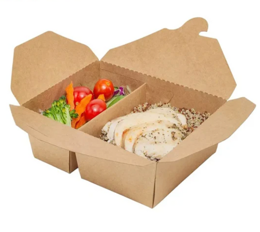 Embalagem Take Away Plana com Divisória tipo Americano comida Delivery Alimentos Menu Separação Lados