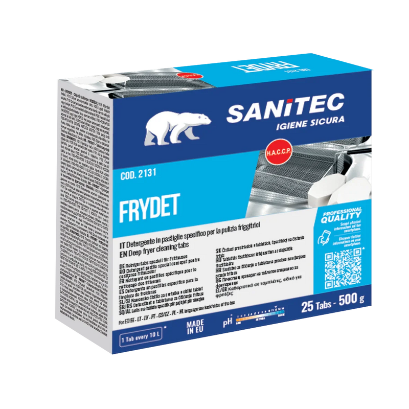 Pack de 25 Unidades de Pastilhas Efervescentes Desengordurantes para Fritadeiras da Marca SANITEC FRYDET