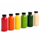 Garrafa PET 250ml Transparente com Tampa em cores variadas, ideal para bebidas e alimentos.