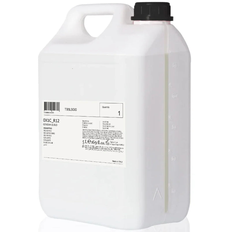 Condicionador de Cabelo Geneva Guild 5L em embalagem plástica de 5 litros para uso cosmético.