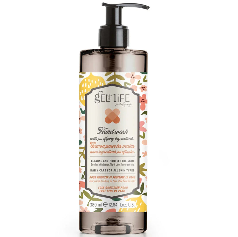 Sabonete Líquido AntiBacteriano GFL Purifying Hand Wash 380ml, embalagem de gel suave com extratos purificantes.