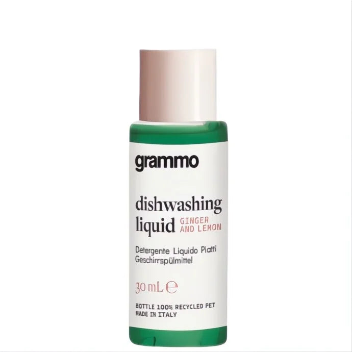 Detergente da Loiça Manual Concentrado Mini Amenitie da Grammo, frasco de 30ml com aroma de gengibre e limão.