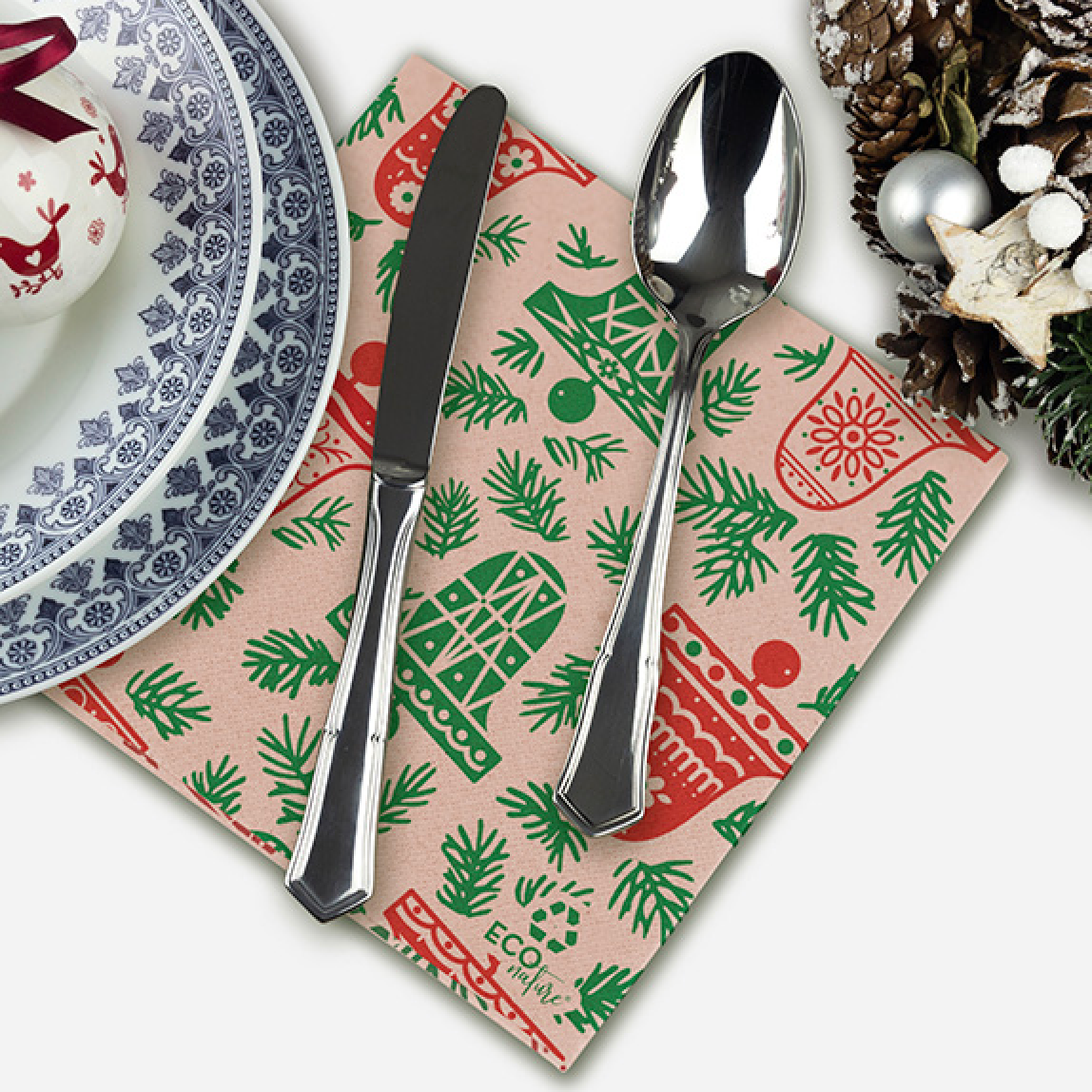 DELFI PRO 40x40 2F PPP DECO NATAL Guardanapo Mesa 40x40cm Decoração Natal Restaurante Eventos Catering Festas Hotelaria Empresas