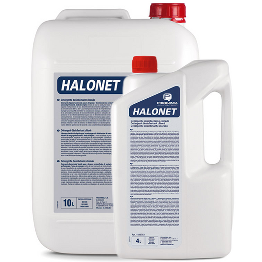 Detergente Multiusos Desinfetante Clorado SuperConcentrado Halonet em embalagem de 4L e 10L.