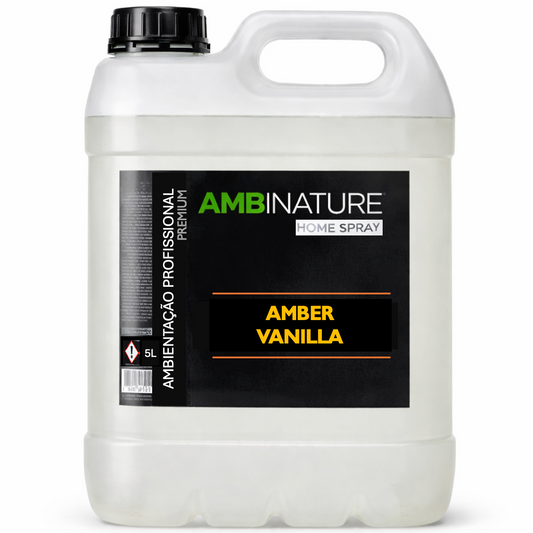 Ambientador Líquido Premium Amber Vanilla em garrafão de 5L, perfume ambiental da AMBINATURE.