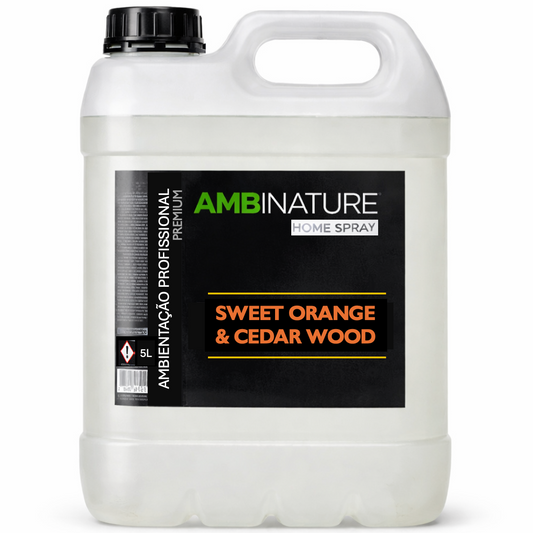 Ambientador Líquido Premium Sweet Orange & CedarWood 5L em garrafão para ambientação em espaços profissionais