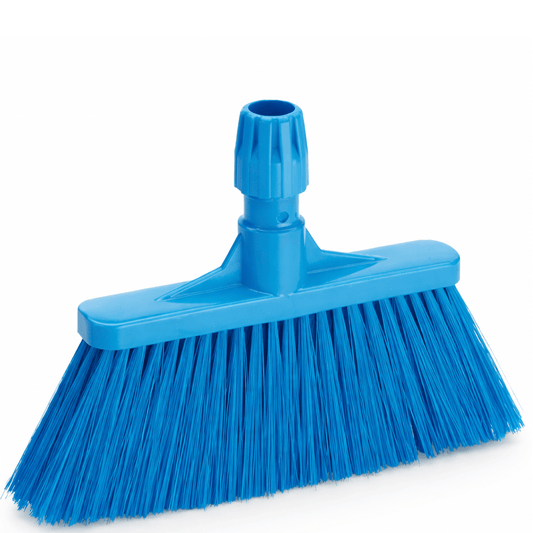 Vassoura Alta Rija em PBT, ideal para limpeza na indústria alimentar, com fibras resistentes e design profissional.
