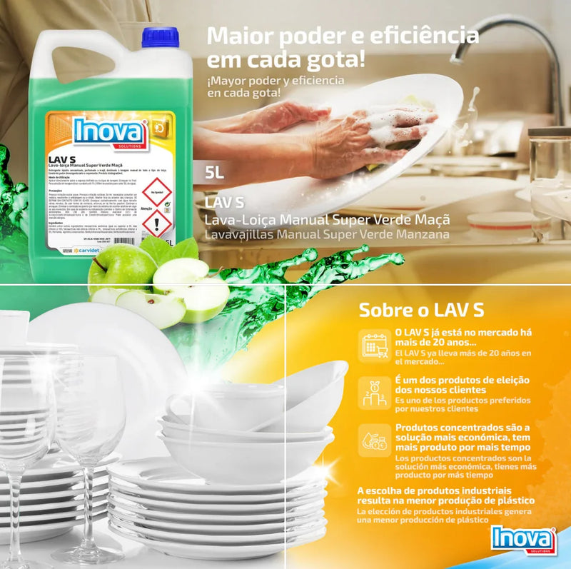Garrafão de Detergente de Loiça Manual Profissional Concentrado 5 Litros uso em cozinhas profissionais