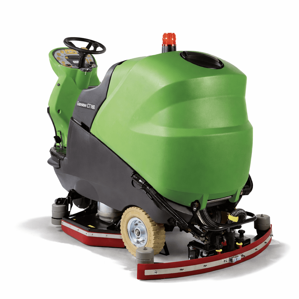 Máquina Lavadora de Pavimentos Condutor Sentado IPC CT160 com sistema de tração elétrica e design ergonómico.