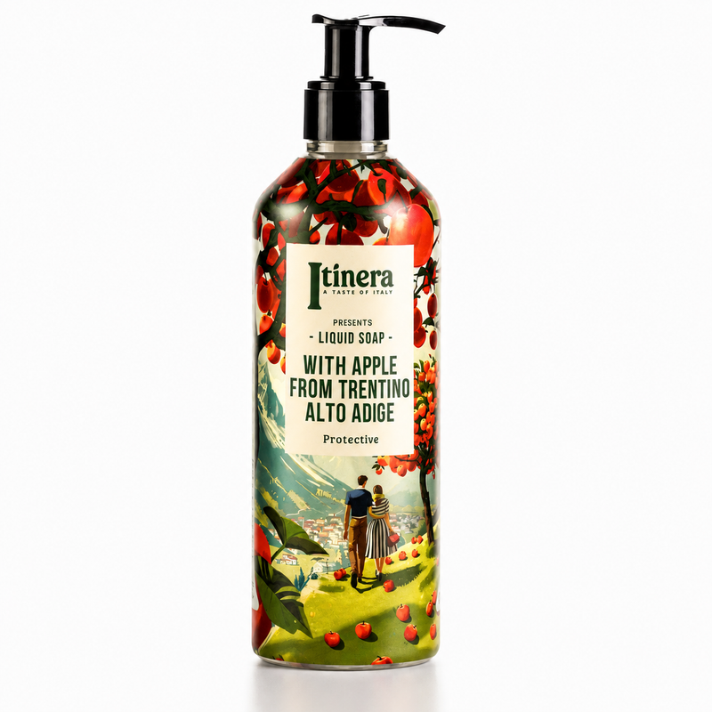 Sabonete Líquido para Mãos Vegan ITINERA | Garrafa de 370ml com design atrativo e bomba doseadora.