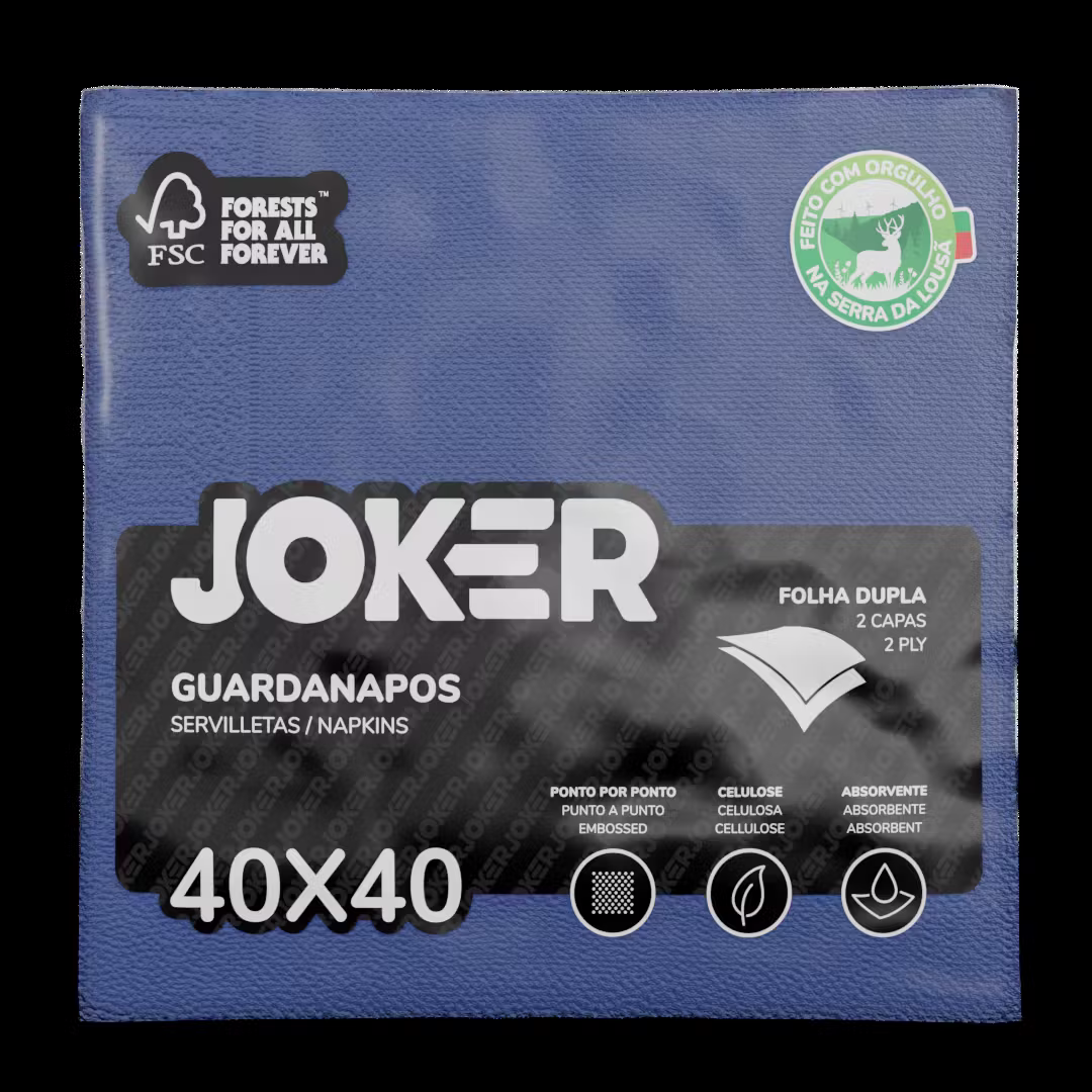 JOKER 40x40 2F PPP AZUL Guardanapo Mesa Premium 40x40cm Restaurante Marisqueira Cores PPP Maço
