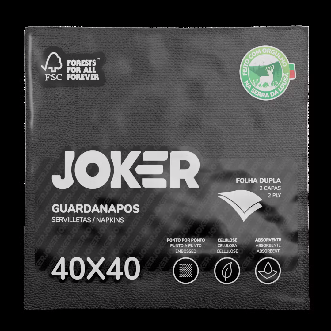 JOKER 40x40 2F PPP PRETO Guardanapo Mesa Premium 40x40cm Restaurante Marisqueira Cor PPP Maço