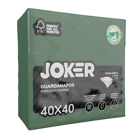 JOKER 40x40 2F PPP VERDE Guardanapo Mesa Premium 40x40cm Restaurante Marisqueira Cores PPP Maço