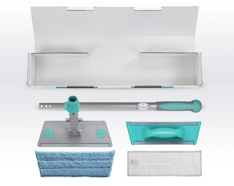 Caixa com 5 utensilios do Kit de Limpeza de Vidros Profissional TTS CLEAN GLASS PRO