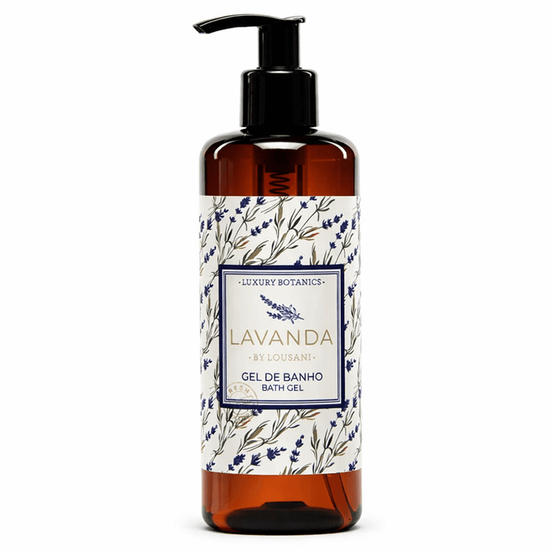 Gel de Banho Lavanda da LOUSANI 300ml com bomba doseadora para higiene pessoal dos hóspedes em hotéis e alojamentos locais
