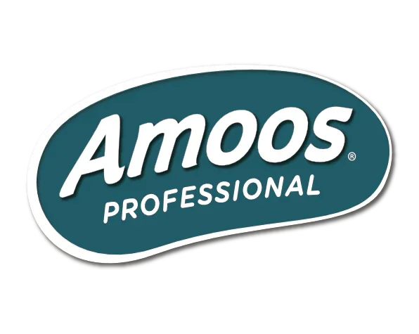 Logo da marca Amoos Professional, destacando a qualidade e resistência dos seus produtos.