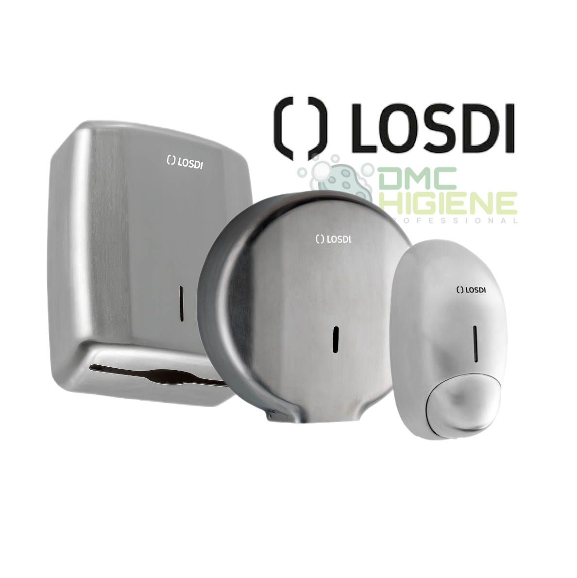 Dispensador Toalhas Mão Zig-Zag Inox Escovado Papel Mãos Higiénico Jumbo Sabonete Liquido Gel Empresas LOSDI ELEGANCE