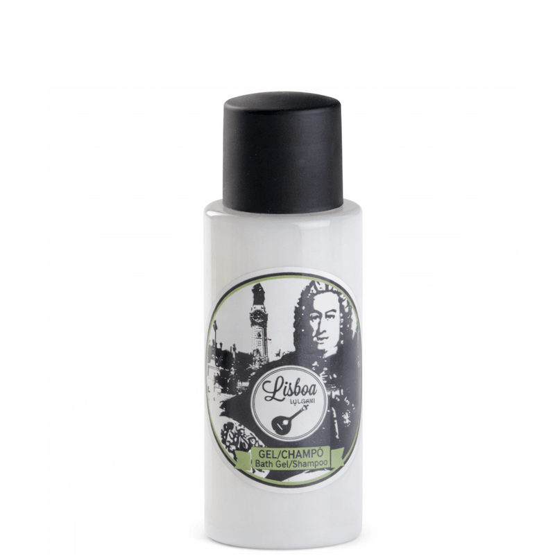 Gel de Banho e Champô Lisboa em Frasco 30ml - Frasco de amenities para hotelaria com gel/champô 2 em 1.
