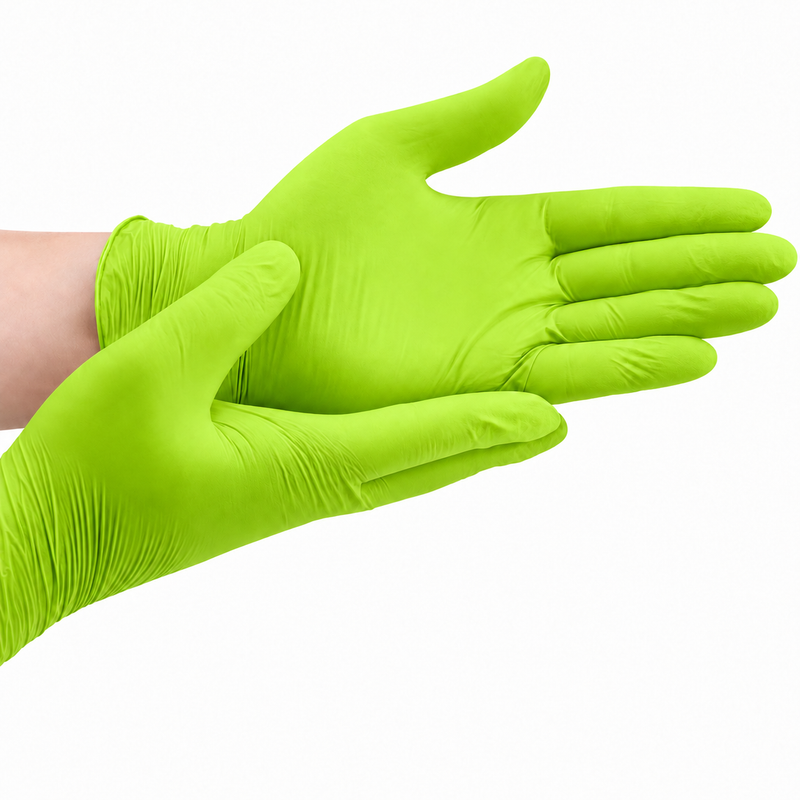 Luvas de Nitrilo Descartáveis Verdes, 3,5g, sem pó, flexíveis e resistentes, oferecendo excelente relação preço qualidade.