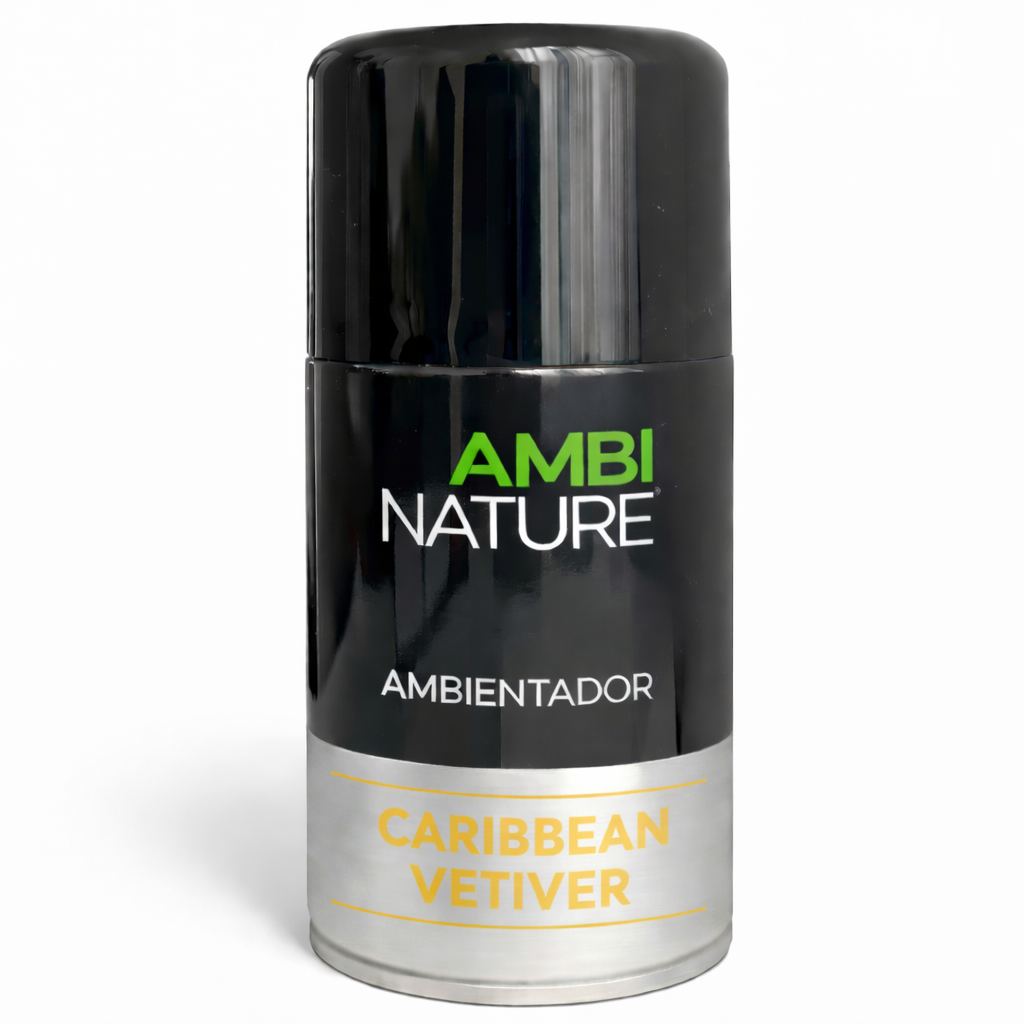 Ambientador Aerossol Premium Recarga Caribbean Vetiver da AMBI NATURE em embalagem de 250ml.