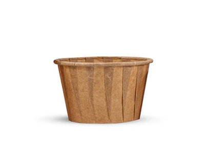 Molheira Descartável em Papel Plissado 30ml com design plissado, ideal para porções de molhos e condimentos.
