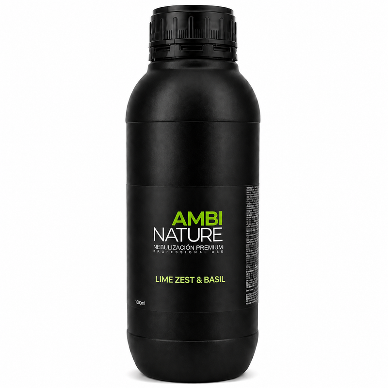 Essência Nebulizadora Lime Zest & Basil 1000ml em frasco preto da AMBI NATURE