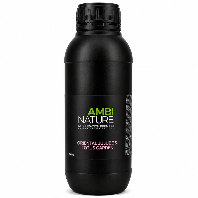 Essência Nebulizadora Oriental Jujube | 1000ml em embalagem preta, tipo perfume ambiental com óleos essenciais AMBINATURE.