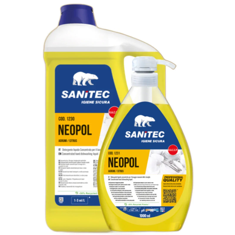 Detergente de Loiça Manual Ultra Concentrado | 1L e 5L da SANITEC NEOPOL CITRUS com qualidade premium.