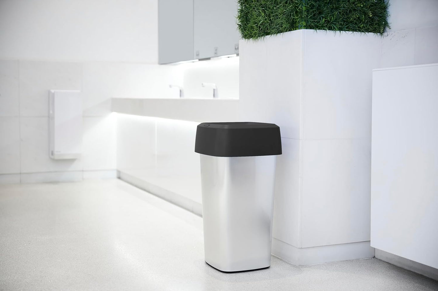 Papeleira Lixo Aberta 50 Litros Plástico Cinzento Inox Empresas Grande Capacidade