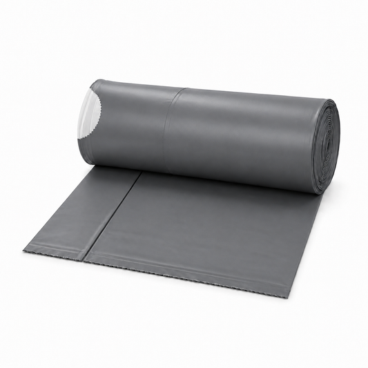 Sacos do Lixo Super Fortes com Fecho Fácil em Rolo 30L, cor cinza, embalados em rolo, ideal para uso profissional.