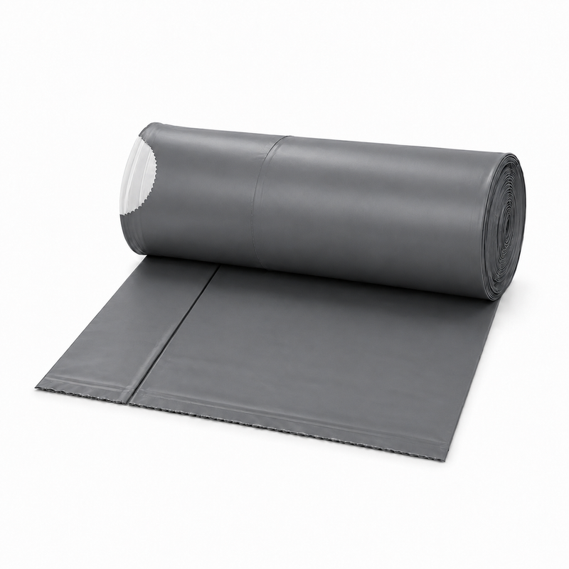 Sacos do Lixo Super Fortes com Fecho Fácil em Rolo 30L, cor cinza, embalados em rolo, ideal para uso profissional.
