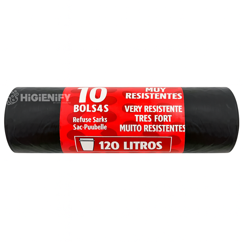 DELFI PRO OPTILIGHT B 120L Saco Lixo Preto Rolo Plástico 120 Litros 85x105cm Rolo 10 Sacos Empresas