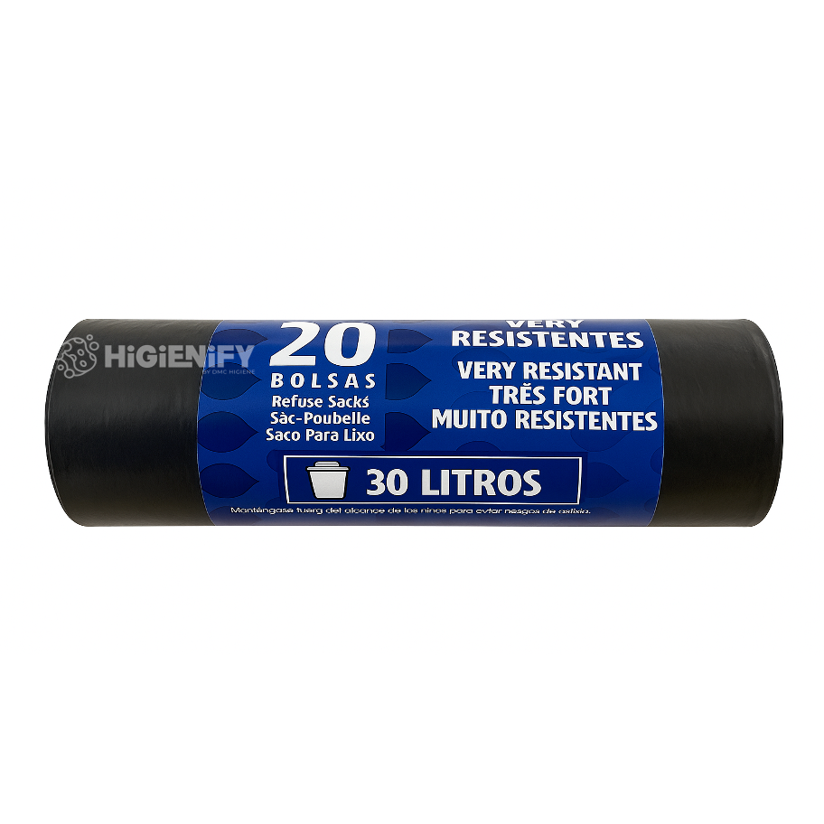 DELFI PRO OPTILIGHT B 30L Saco Lixo Preto Rolo Plástico 30 Litros 52x60cm Rolo 10 Sacos Empresas