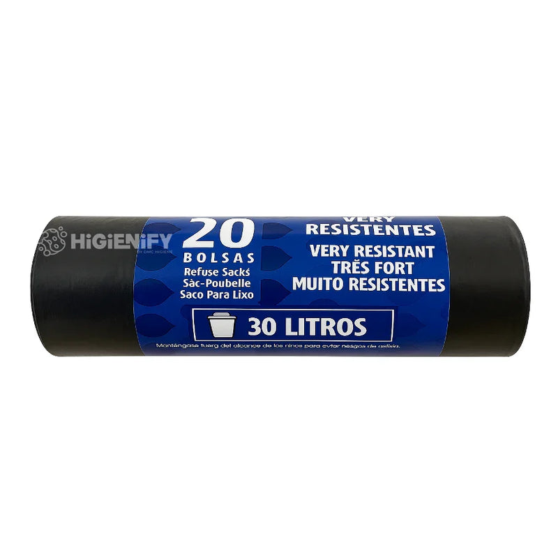 Saco Lixo Preto Rolo 30L Plástico 30 Litros 52x60cm Rolo 10 Sacos Empresas OPTILIGHT SILVEX
