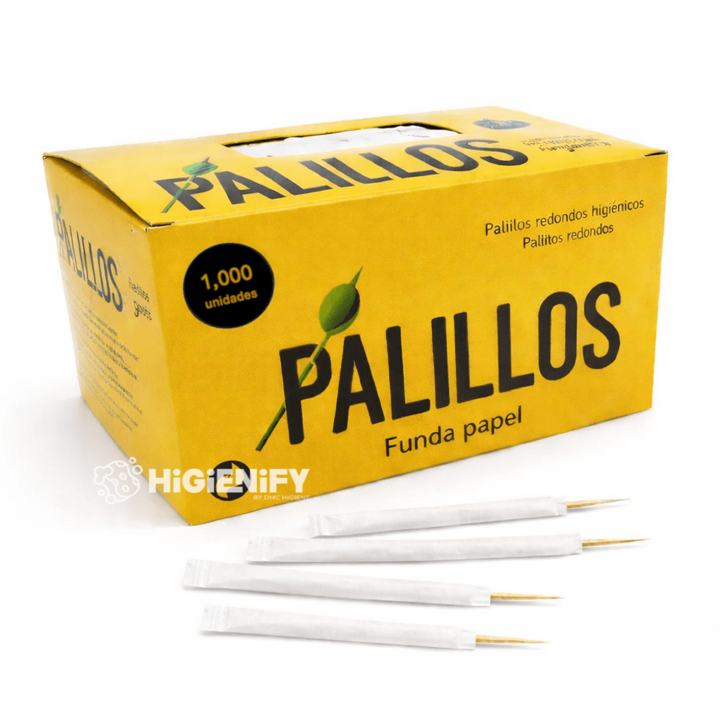 Palitos de Madeira Redondos Individuais | Embalagem de 1000 unidades em invólucro de papel para conveniência e higiene.