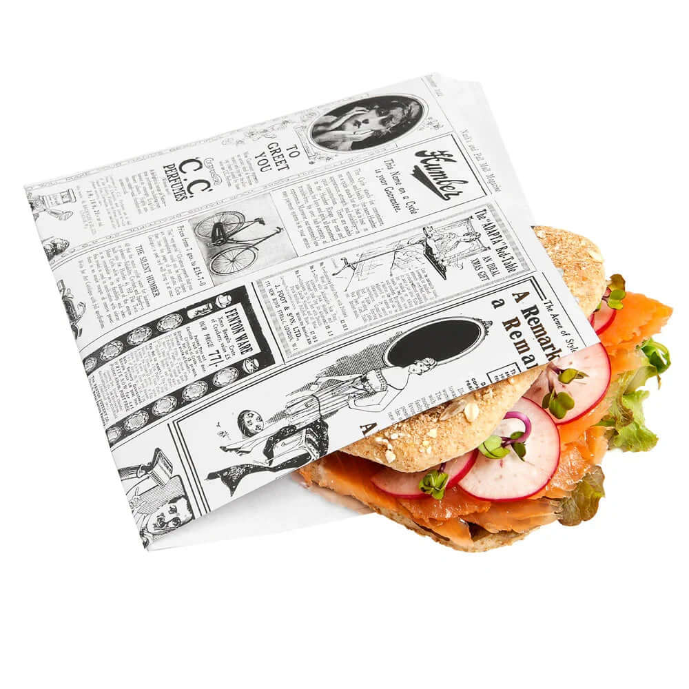 PAPEL BOLSA ANTI-GORDURA ABERTURA 2 LADOS TIMES 16x16 Sandwich Hamburger Fast Food Restaurante