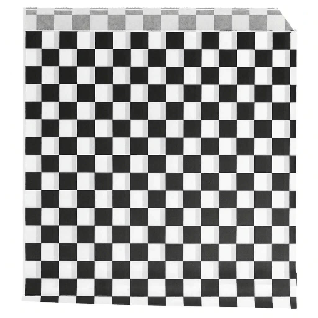 Papel Bolsa Anti-Gordura Abertura 2 Lados Fitipaldi 16x16 Xadrez Preto e Branco Restaurante Fast Food Hamburger