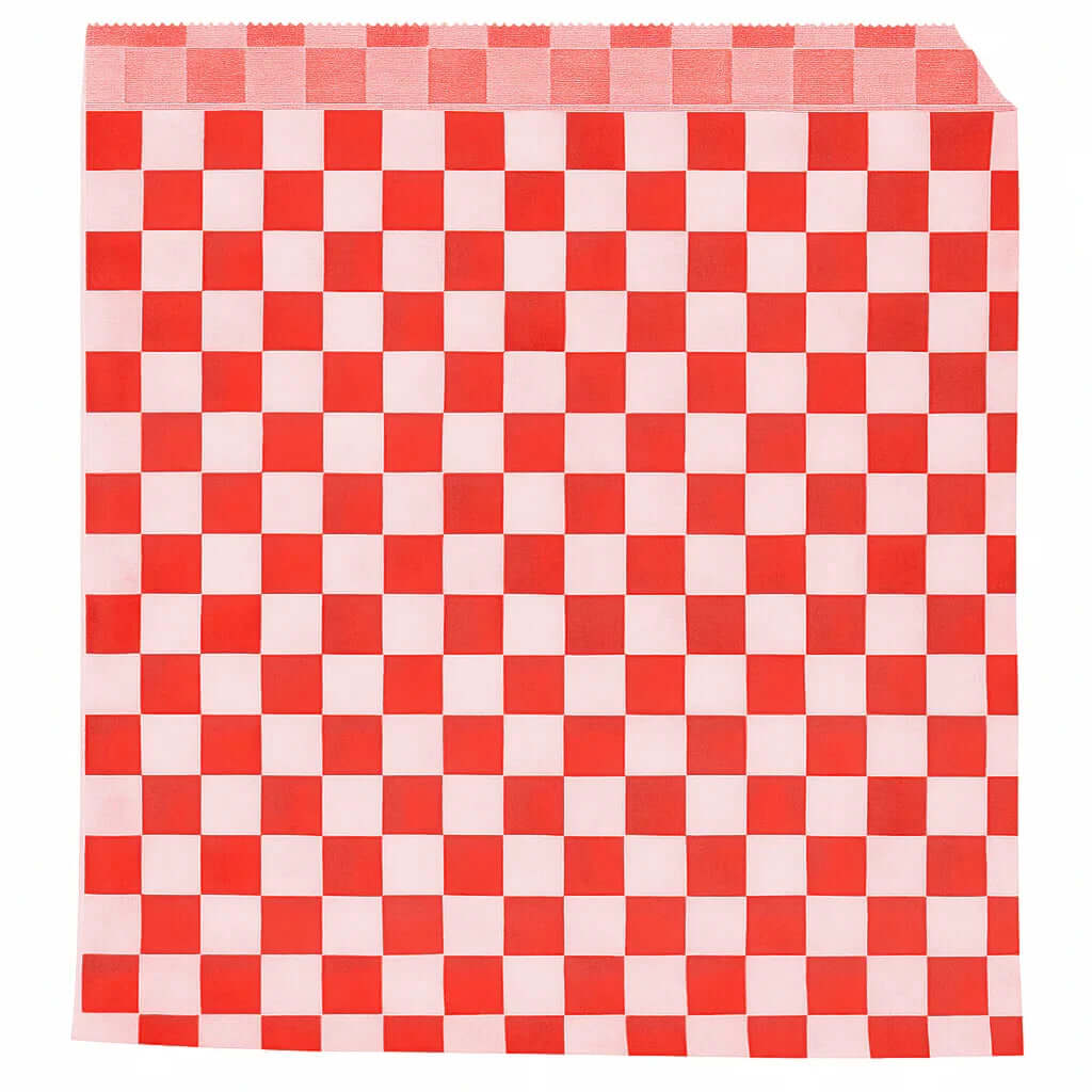 Papel Bolsa Anti-Gordura Abertura 2 Lados Fitipaldi 16x16 Xadrez Vermelho e Branco 