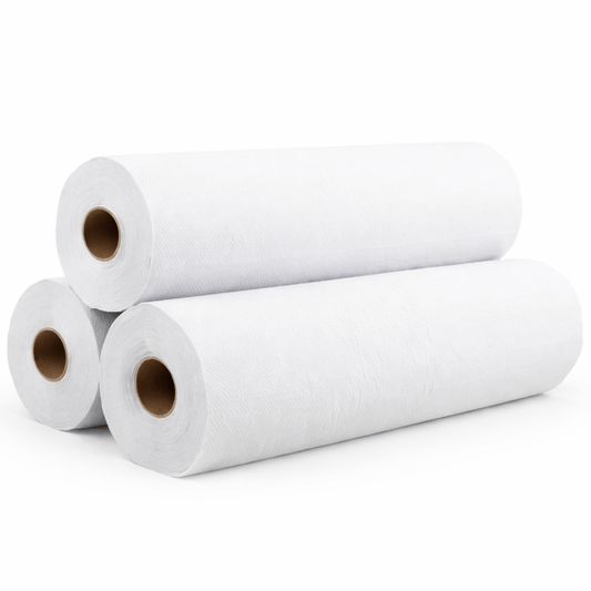 Rolo de Papel Marquesa Crepado Branco 60cm x 100M para uso profissional em clinicas