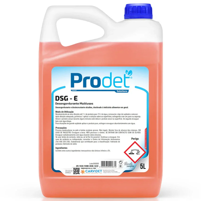Garrafão de Desengordurante Multiusos Profissional Económico 5 Litros PRODET DSG-E