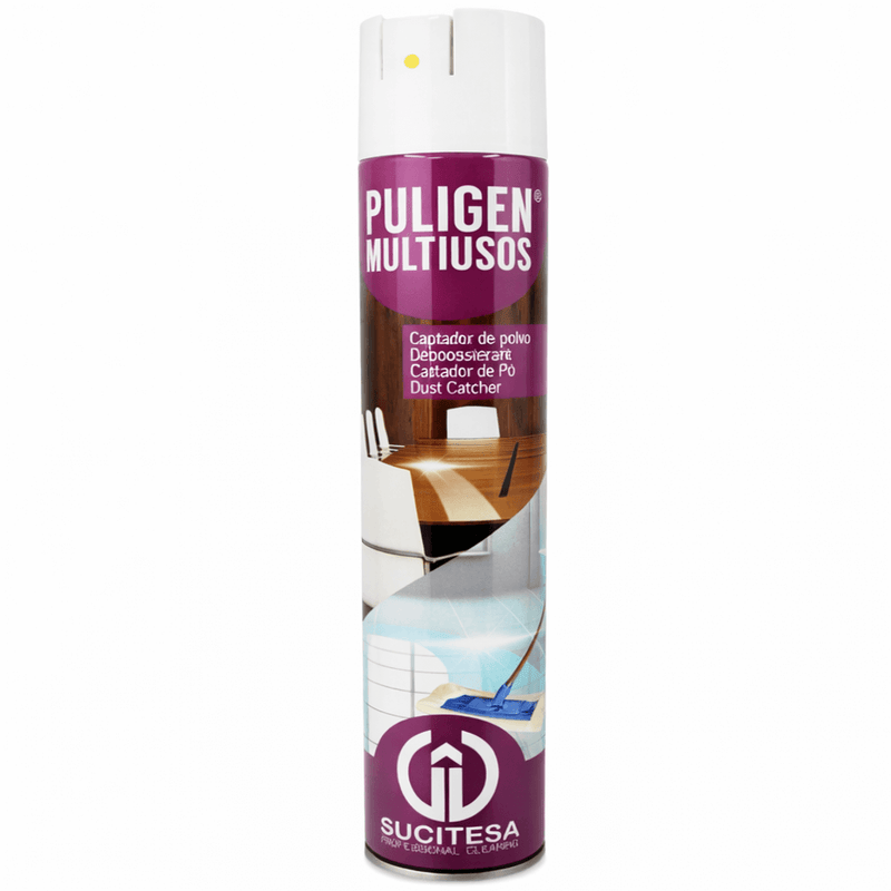Lata de Aerossol de Abrilhantador de Superfícies e Pavimentos e Captador de Pó da marca PULIGEN MULTIUSOS