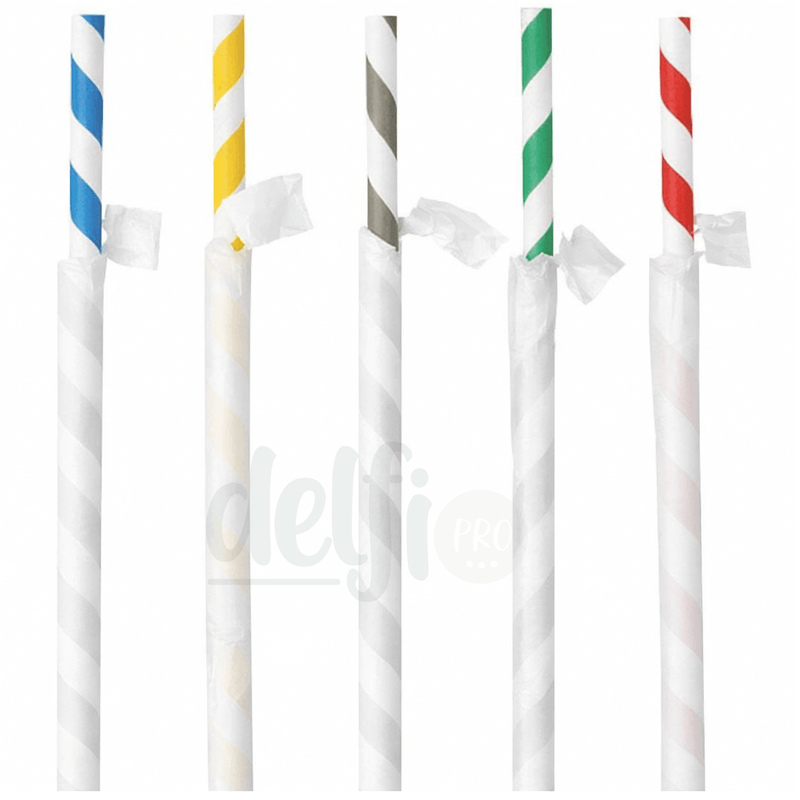 Palhinhas Papel Cartão Cores Individuais 20cm Descartáveis Ecológicas Restaurante Eventos Take Away Bar Bebidas