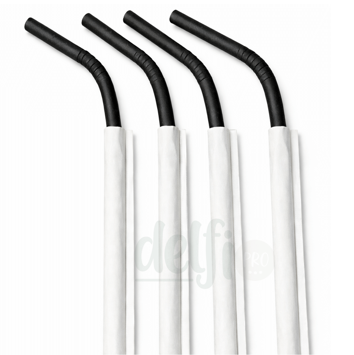 Palhinhas Papel Pretas Flexíveis Individuais 23cm Take Away Restaurante Bar Bebidas Kraft