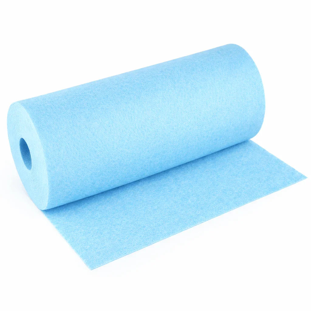 Pano Multiusos Sintético em Rolo azul, pré-cortado, super absorvente e prático para limpeza.