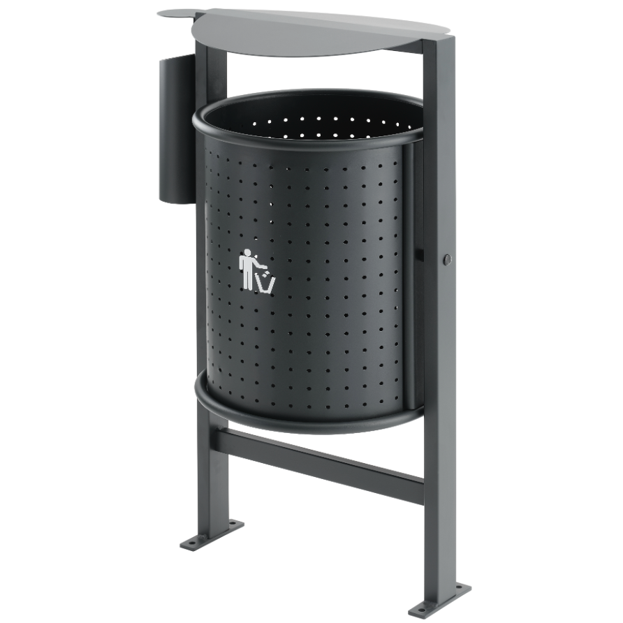 Papeleira Exterior Metal Jardim Urbana Cinzeiro Aço Pintado Preta Cinzenta Caixote Lixo Rua