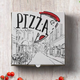 Caixa Pizza 33x33cm com ilustração divertida, perfeita para take away e resistente a gordura e humidade.