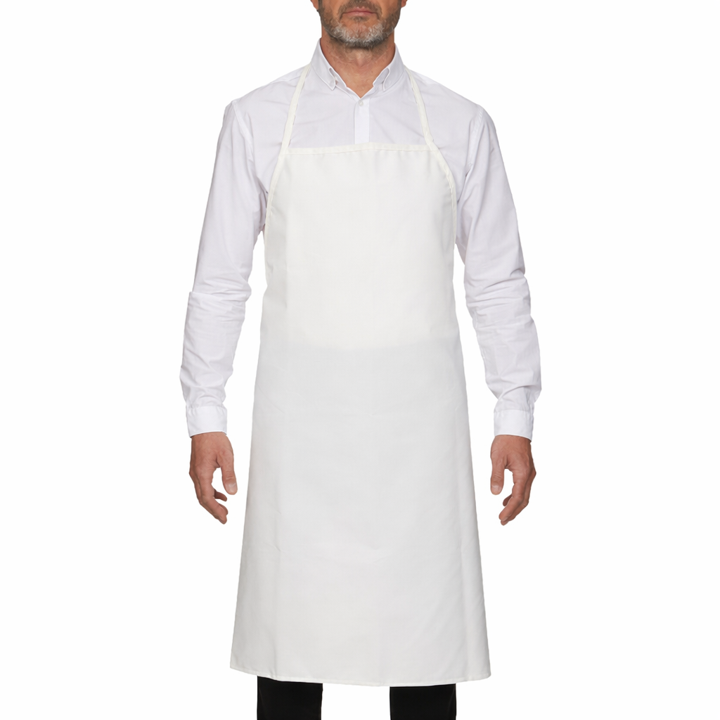 Avental PVC Reutilizável branco com medidas 75x90cm, ideal para proteção contra sujidade e salpicos em cozinhas profissionais