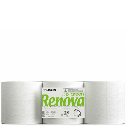 RENOVA GREEN Rolo Papel Limpeza Multiusos Empresas Espiral Mecha Zeta Profissional Industrial 180M Folha Dupla