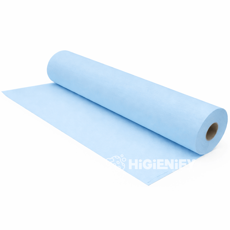 Rolo de Papel Marquesa Crepado em Cores 0,60x80M em Azul Claro, ideal para uso em clinicas, pack com 2 rolos.